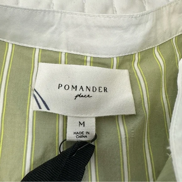Tuckernuck Pomander Place Rohan Shirt Dress Green Striped Long Sleeves Pockets - Picture 7 of 16